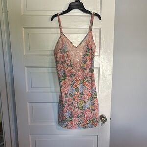 Victoria’s Secret Gold Label Pink and Green Floral Slip Dress